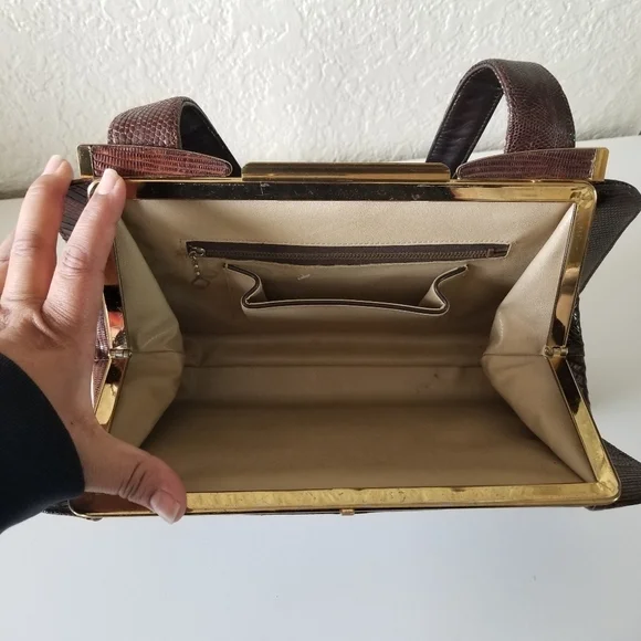 VintageLizard Leather Top Handle Bag